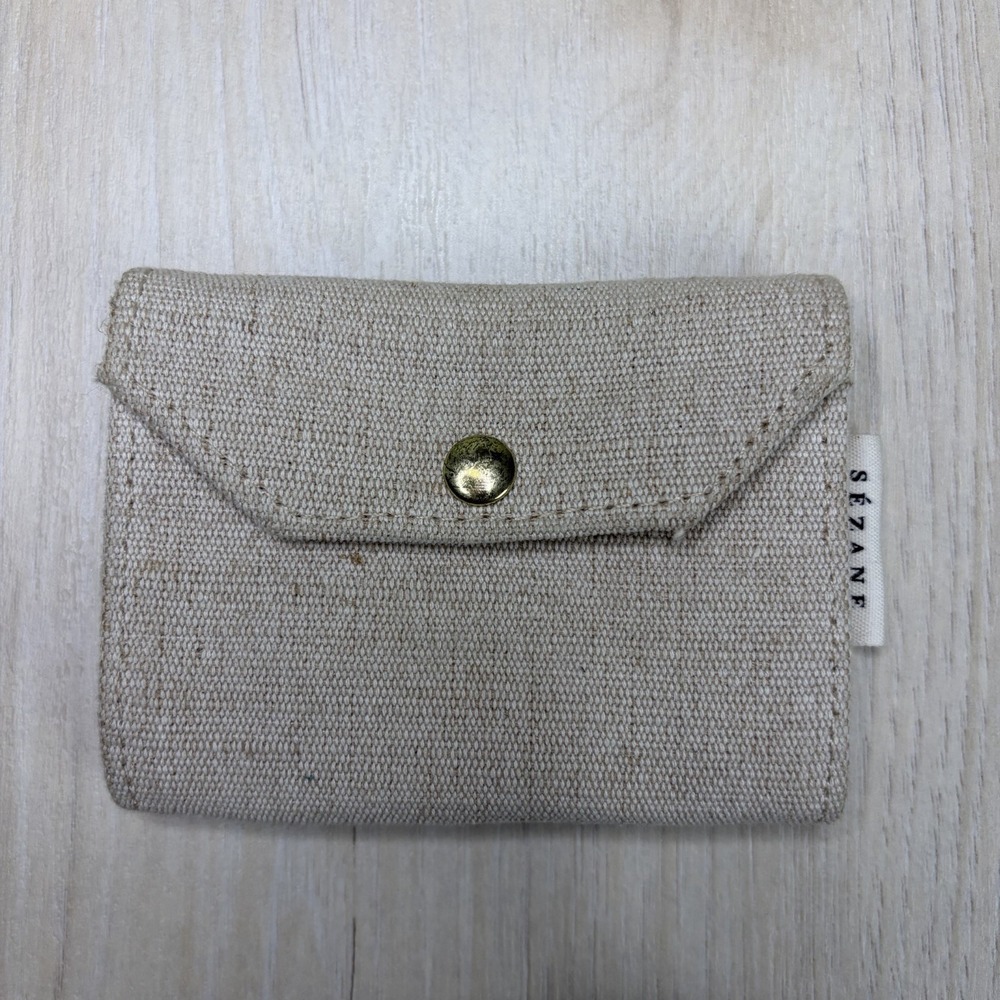 Sézane Canvas Cloth Coin Card Holder Natural SMALL 3"x4"